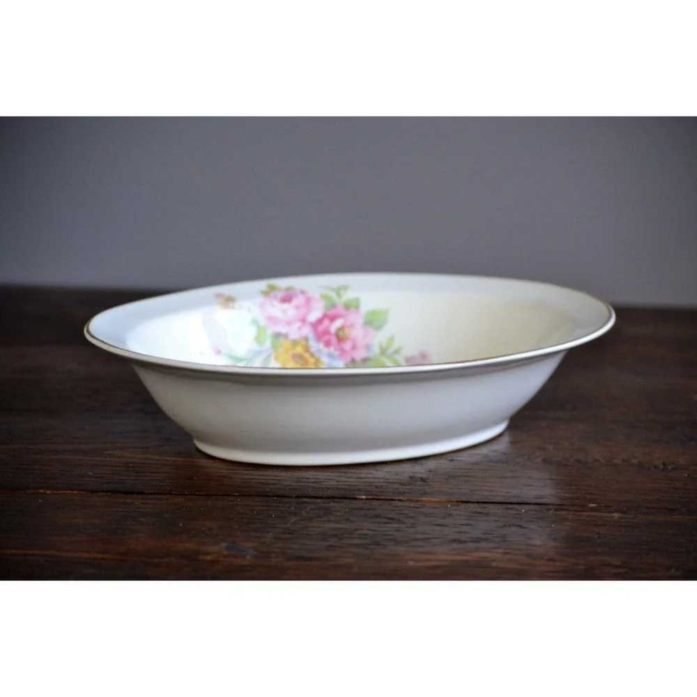 Warwick Rosemoent Oval Vegetable Bowl / Vintage Dinner Serving Pink‎ Floral